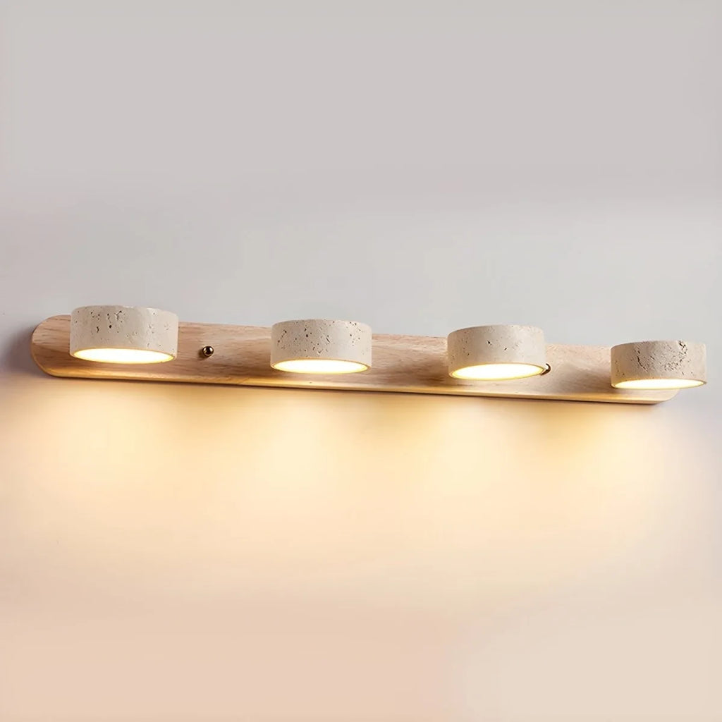 LED Wall Sconce with Travertine Stone and Wood Base Modern Adjustable Lighting - Image 13