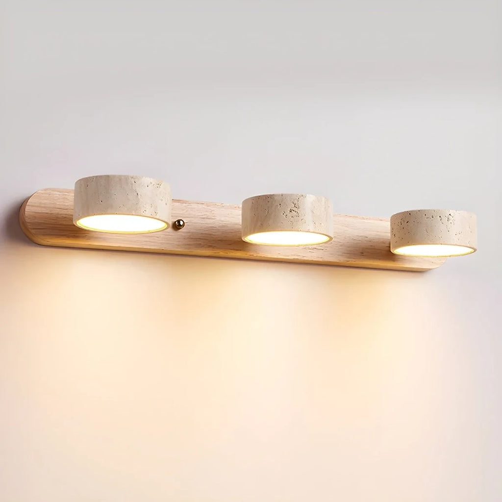 LED Wall Sconce with Travertine Stone and Wood Base Modern Adjustable Lighting - Image 14