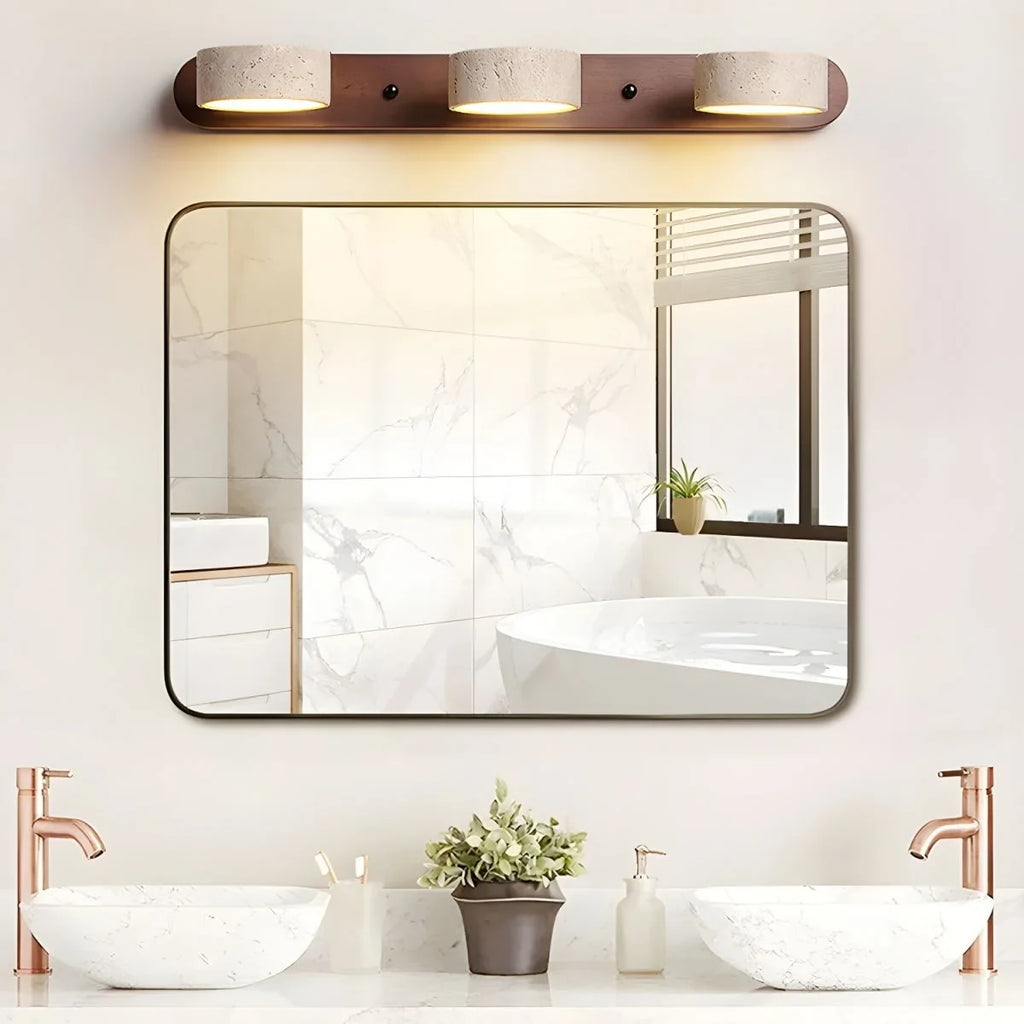 LED Wall Sconce with Travertine Stone and Wood Base Modern Adjustable Lighting - Image 7