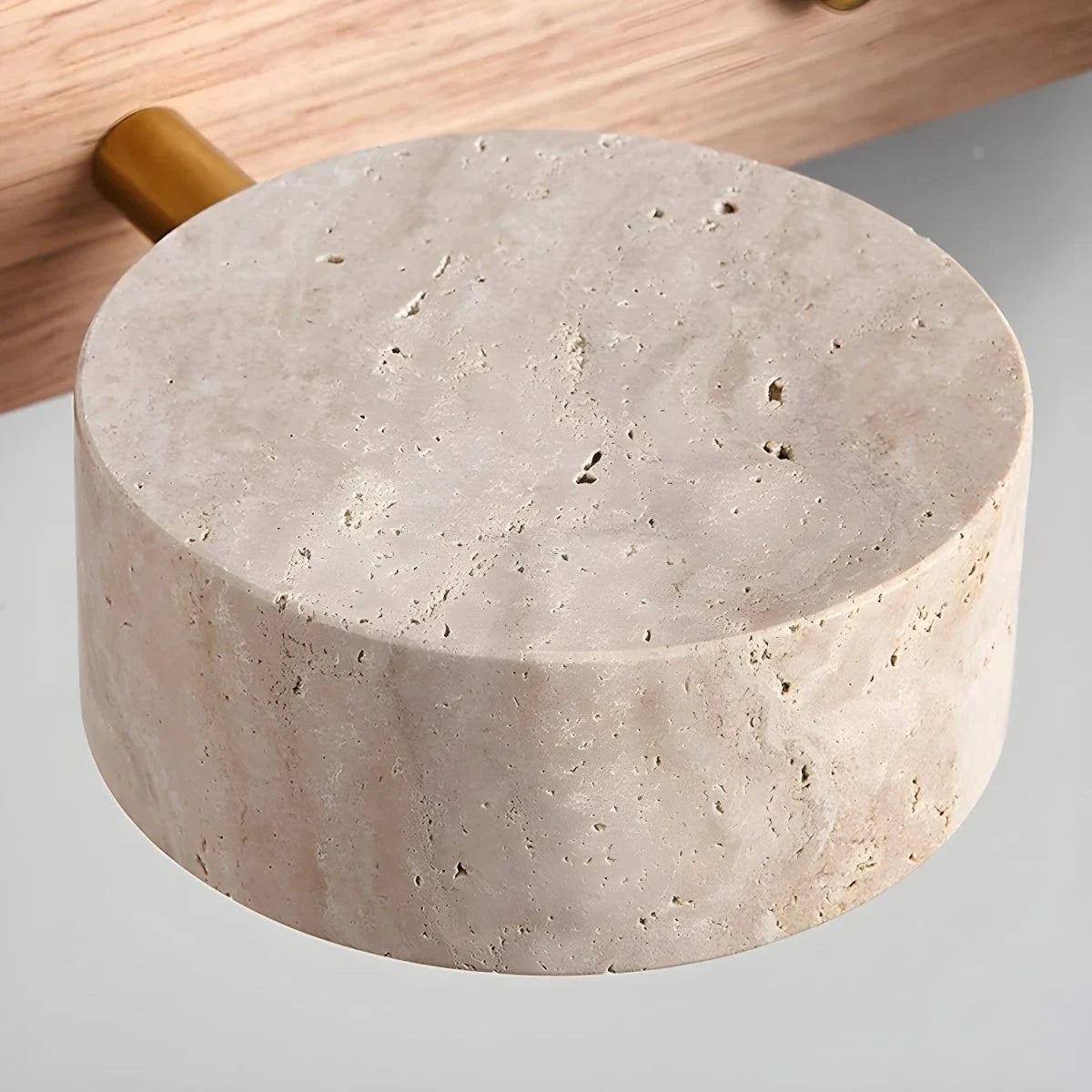 LED Wall Sconce with Travertine Stone and Wood Base Modern Adjustable Lighting - Image 9