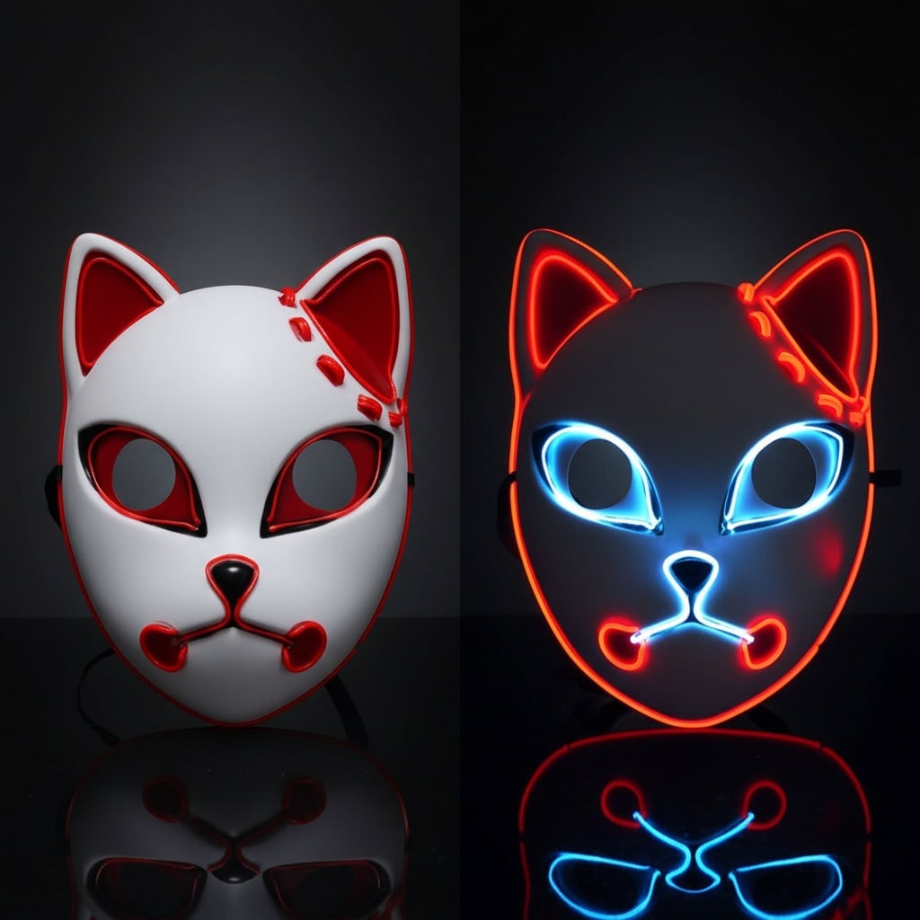 Light-Up Demon Anime Cosplay Costume with LED Mask and Spiky Wig - Image 3