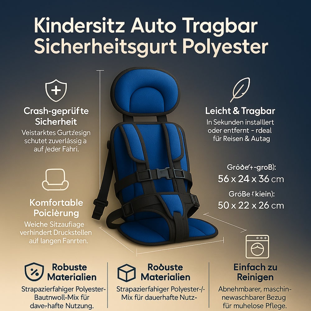 Lightweight Travel Car Seat with Foldable Design and Adjustable Harness for Kids - Image 2