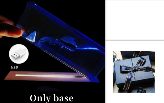 Liquid Wave Paperweight with LED Light Base and Floating Ship - Image 1