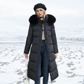 Long Faux Fur Coat with Quilted Puffer Construction Fur-Trimmed Hood - Image 4