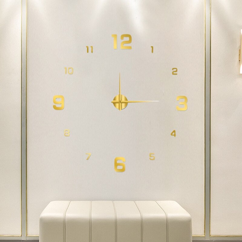 Long Wall Clock with 3D Adhesive Modern Minimalist Frameless Design - Image 4
