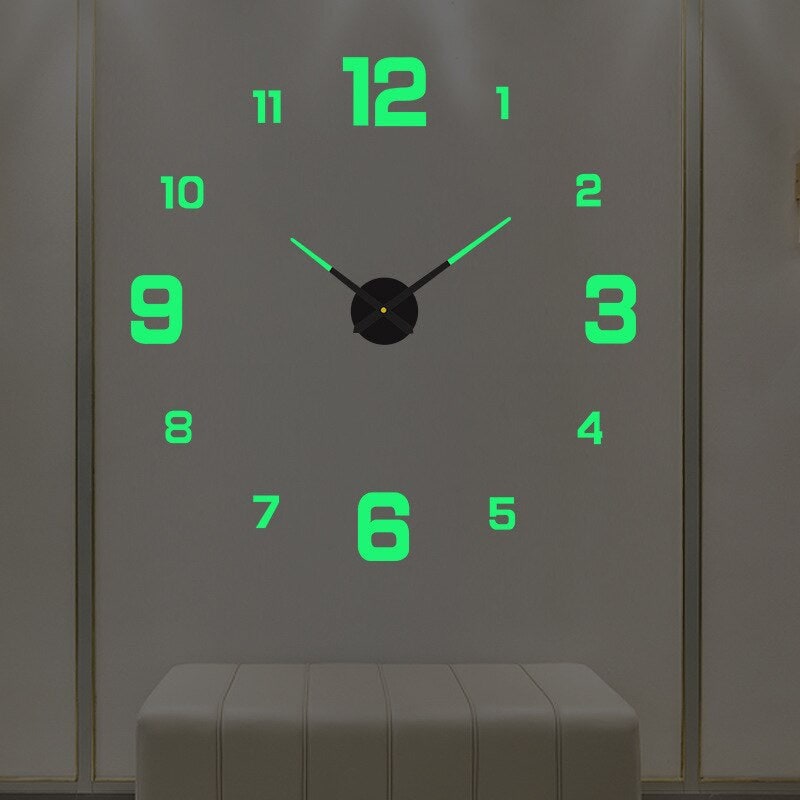 Long Wall Clock with 3D Adhesive Modern Minimalist Frameless Design - Image 6