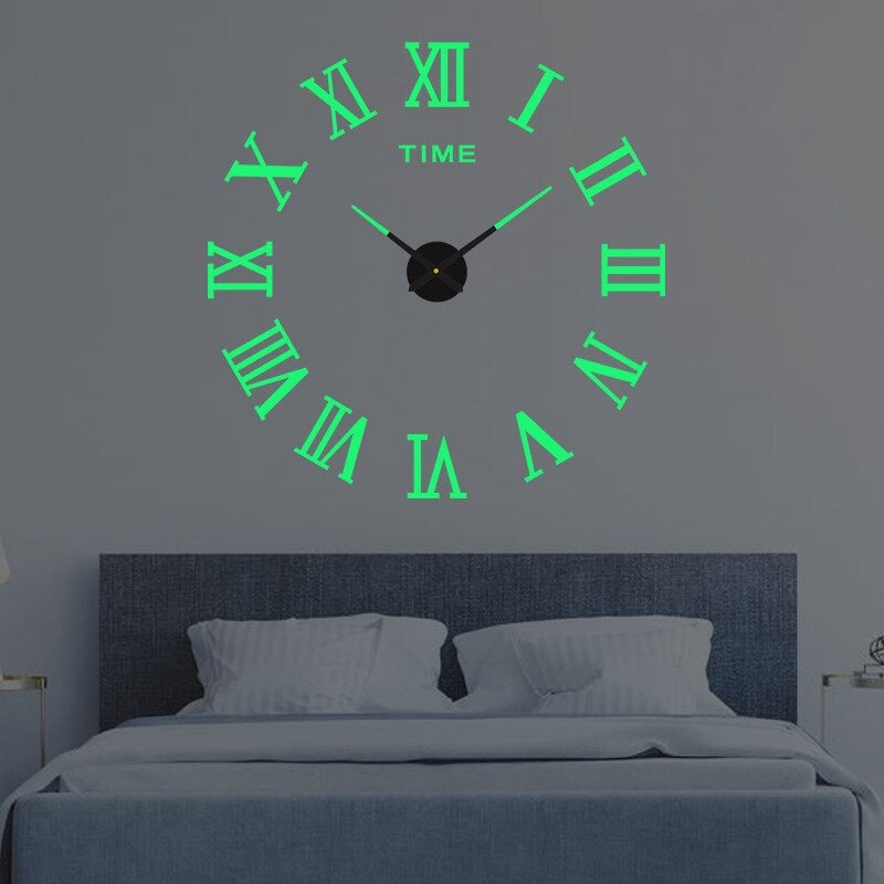 Long Wall Clock with 3D Adhesive Modern Minimalist Frameless Design - Image 8