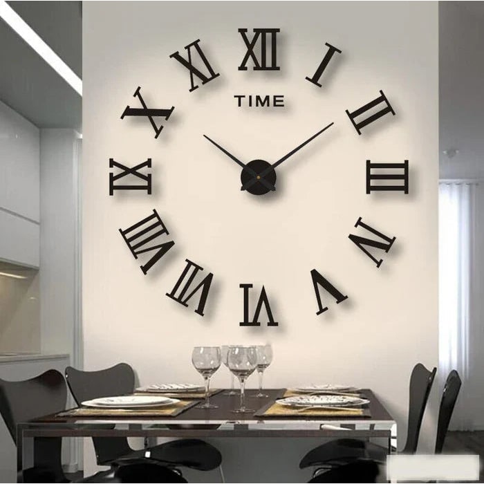 Long Wall Clock with Adhesive Acrylic Numbers and Silent Quartz Movement - Image 10