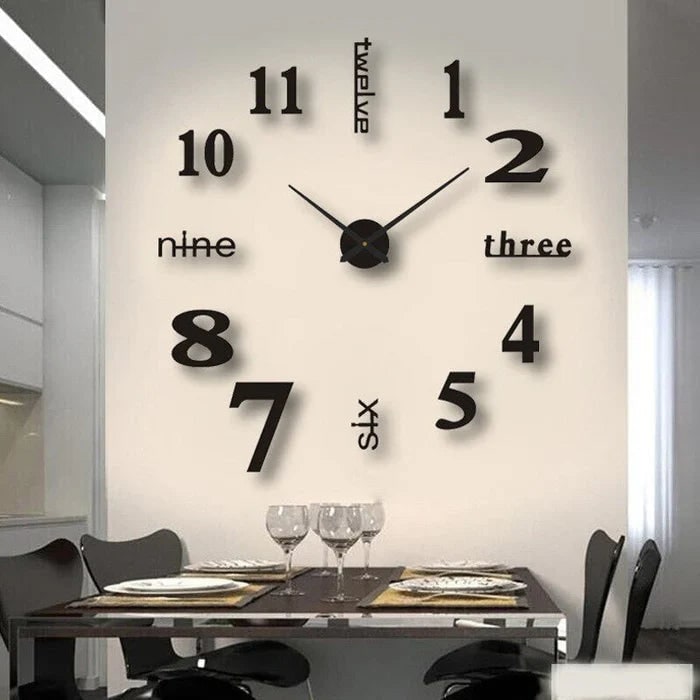 Long Wall Clock with Adhesive Acrylic Numbers and Silent Quartz Movement - Image 14