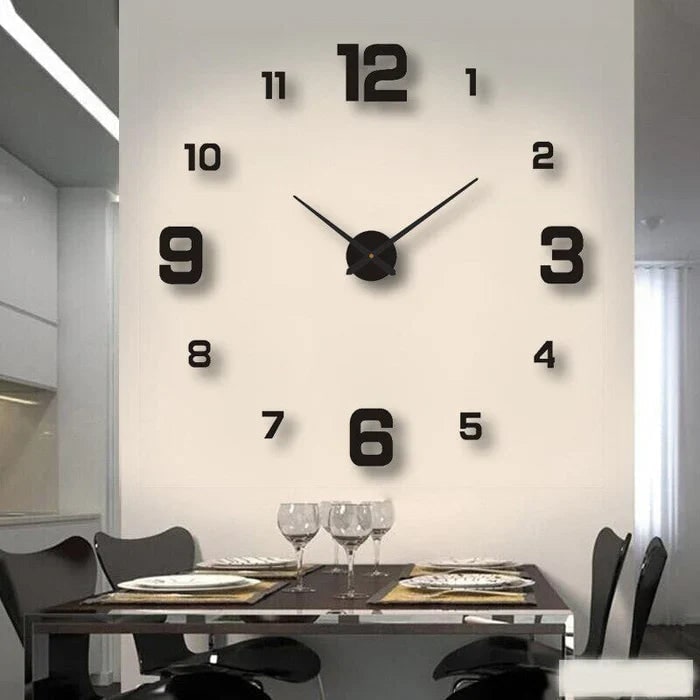 Long Wall Clock with Adhesive Acrylic Numbers and Silent Quartz Movement - Image 5