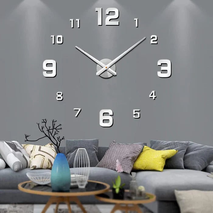 Long Wall Clock with Adhesive Acrylic Numbers and Silent Quartz Movement - Image 6