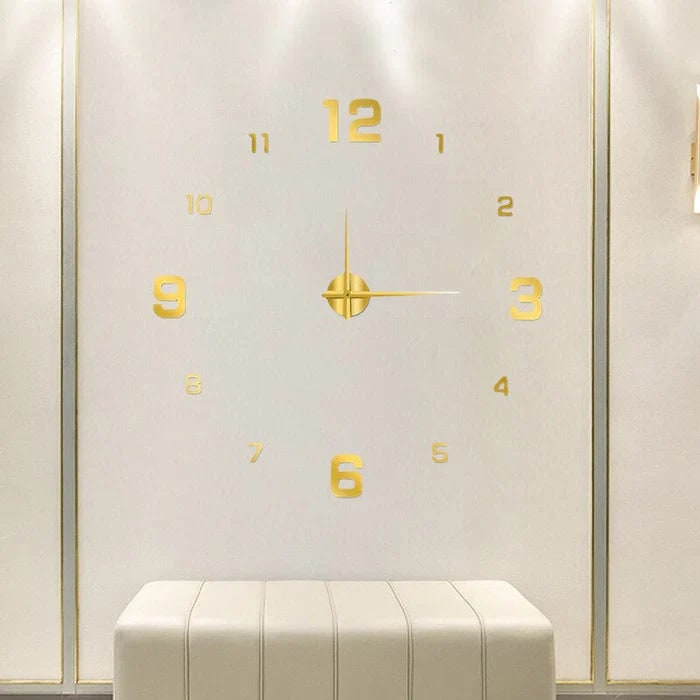 Long Wall Clock with Adhesive Acrylic Numbers and Silent Quartz Movement - Image 7