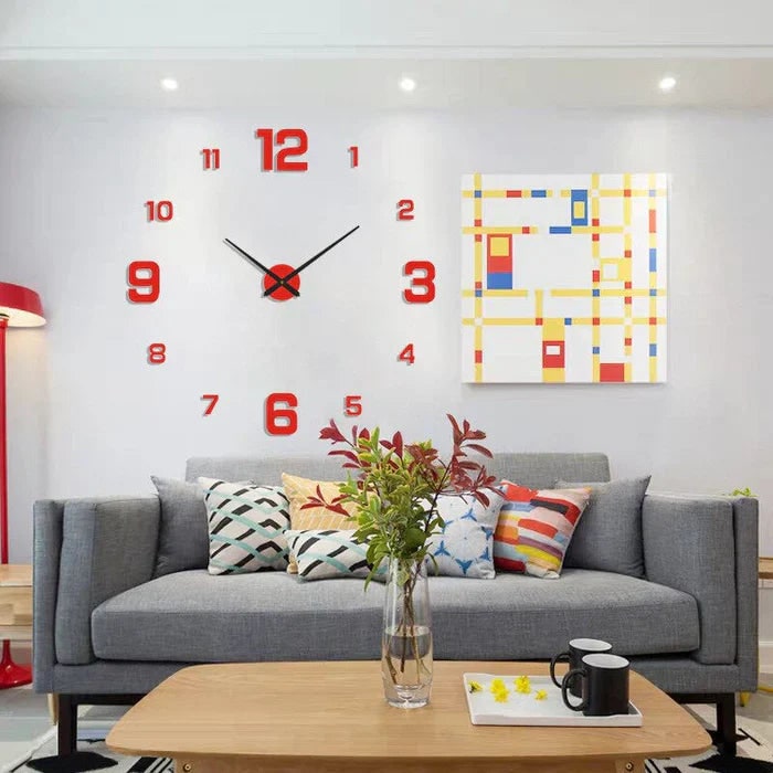 Long Wall Clock with Adhesive Acrylic Numbers and Silent Quartz Movement - Image 8