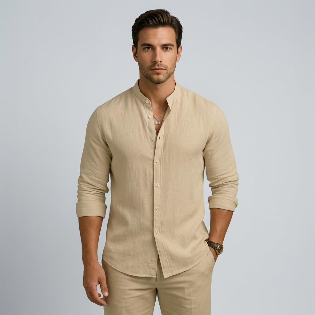 Lorenzo | Classica Camicia Uomo Avani Lino Bottoni Estiva