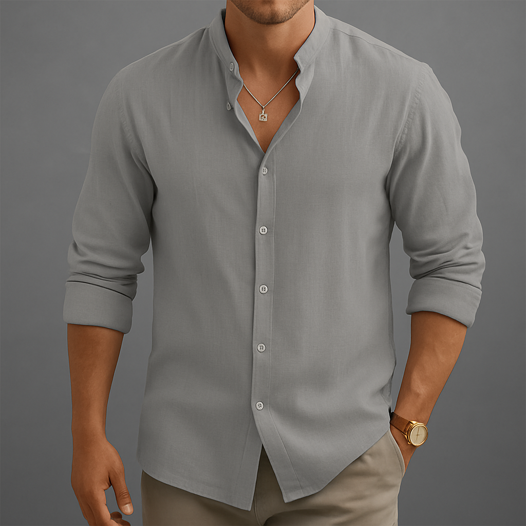 Lorenzo | Classica Camicia Uomo Avani Lino Bottoni Estiva Grigio