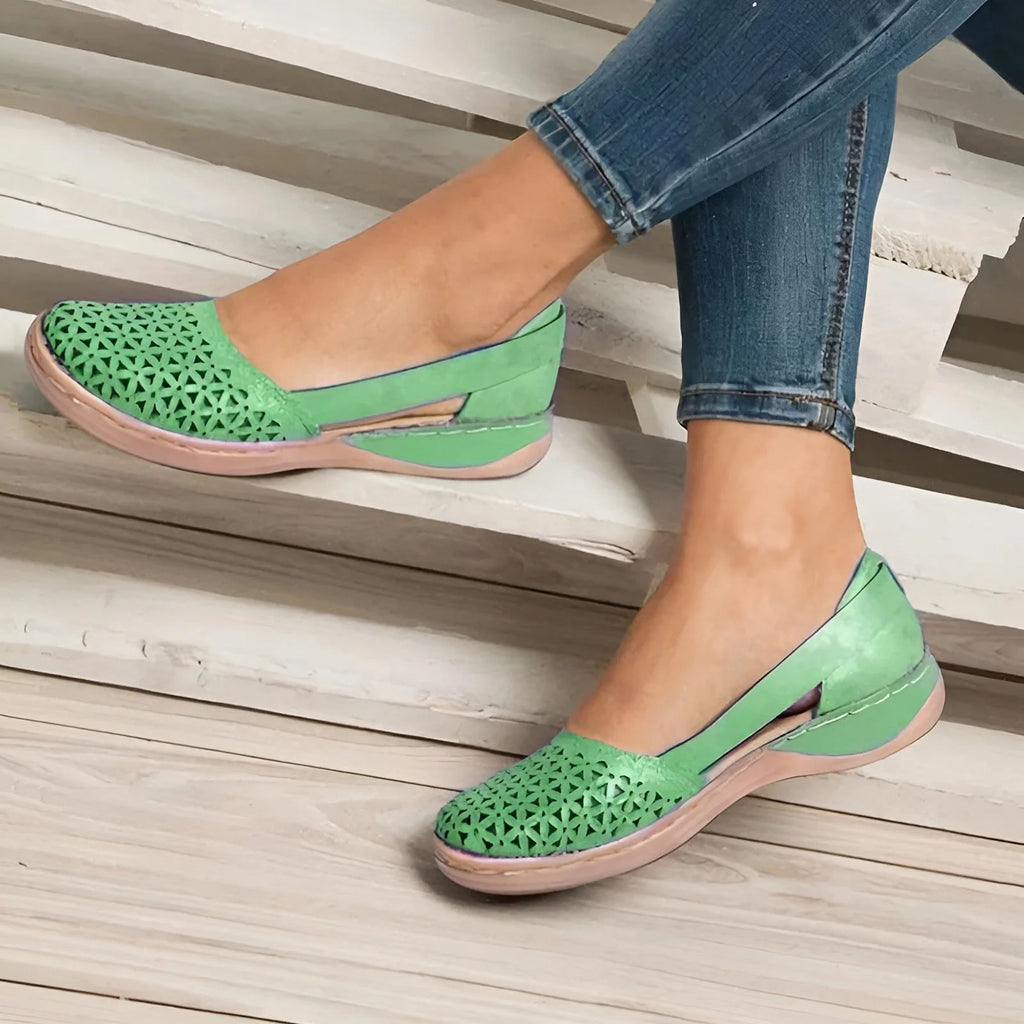 Lucia | Slip-On Donna Traforato Ortopedico Verde