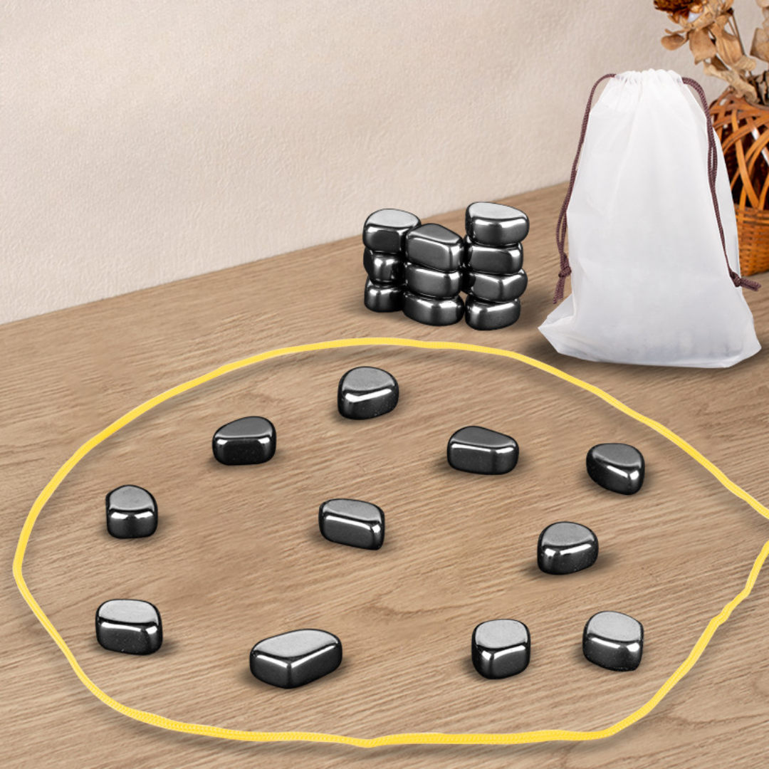 Magnetic Chess Game with Polished Stone and Portable Drawstring Bag - Image 1