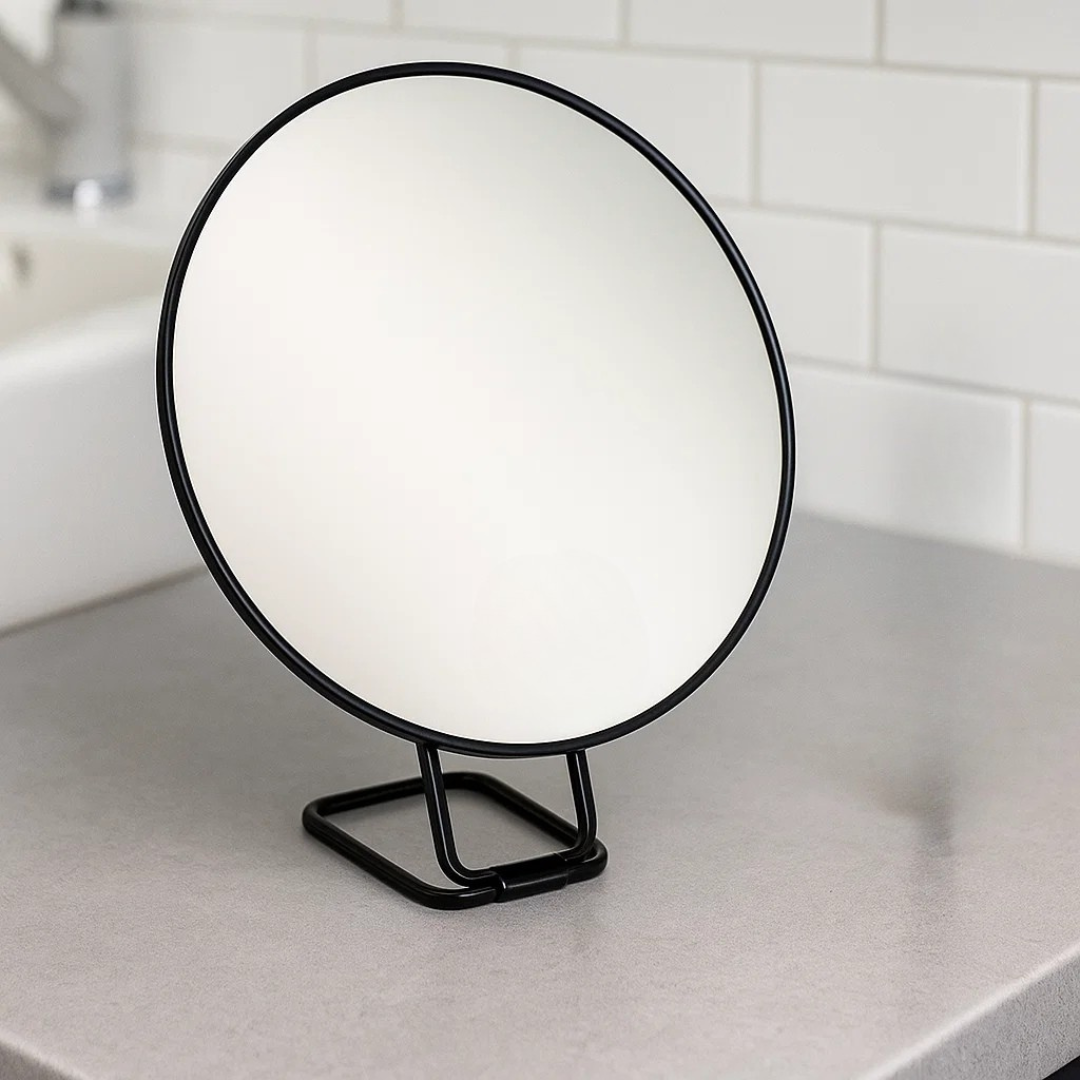 Magnifying Makeup Mirror with Foldable Stand and Tweezers for Tabletop or Wall Mount - Image 2