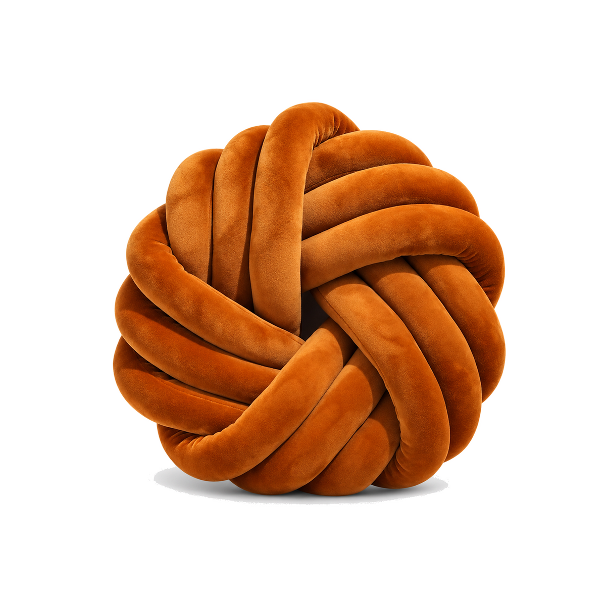 Throw Pillow with Knotted Ball Design Soft Plush Velvet Decorative Cushion - Main product image