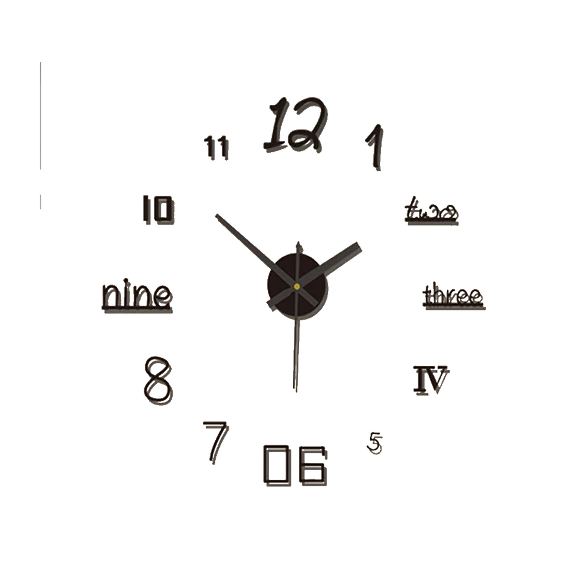 Long Wall Clock with Adhesive Acrylic Numbers and Silent Quartz Movement - Main product image