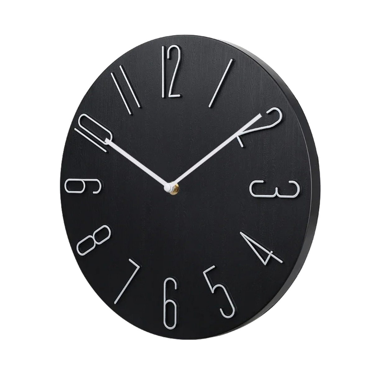 Silent Wall Clock with Raised Wire Numbers and Wood Grain Dial - Main product image