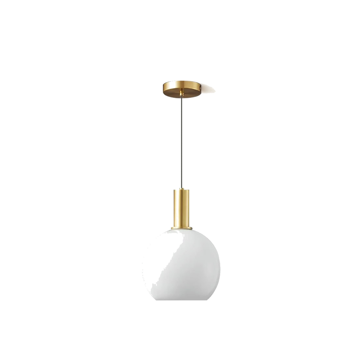 Glass Pendant Lights with Milky Shade and Brushed Brass Modern Design - Main product image