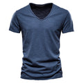 Marco | T Shirt Elegante Uomo Cotone Scollo V Blu