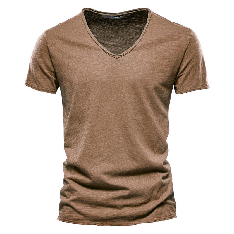 Marco | T Shirt Elegante Uomo Cotone Scollo V Kaki