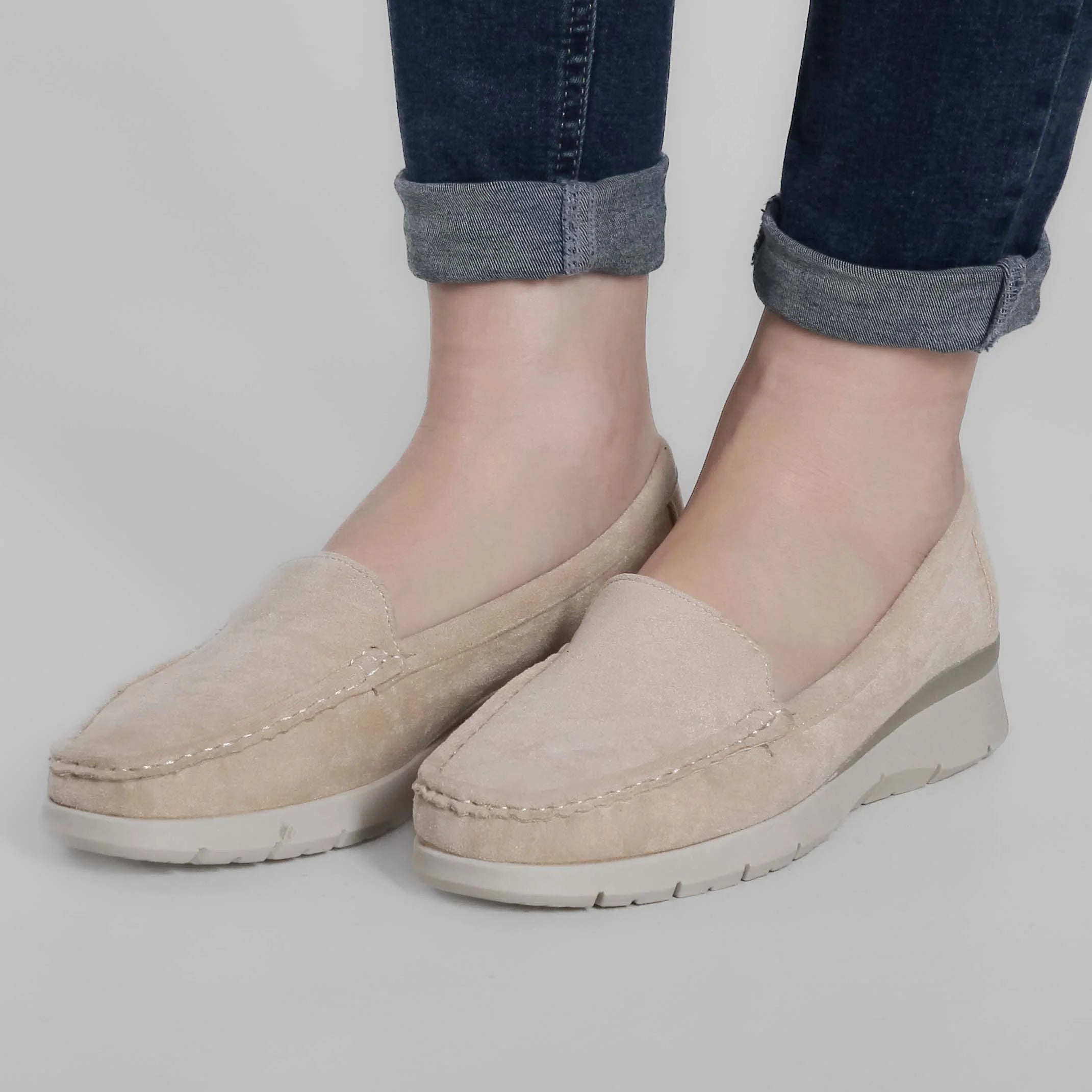 Margherita | Mocassini Donna Slip-On Platform Beige