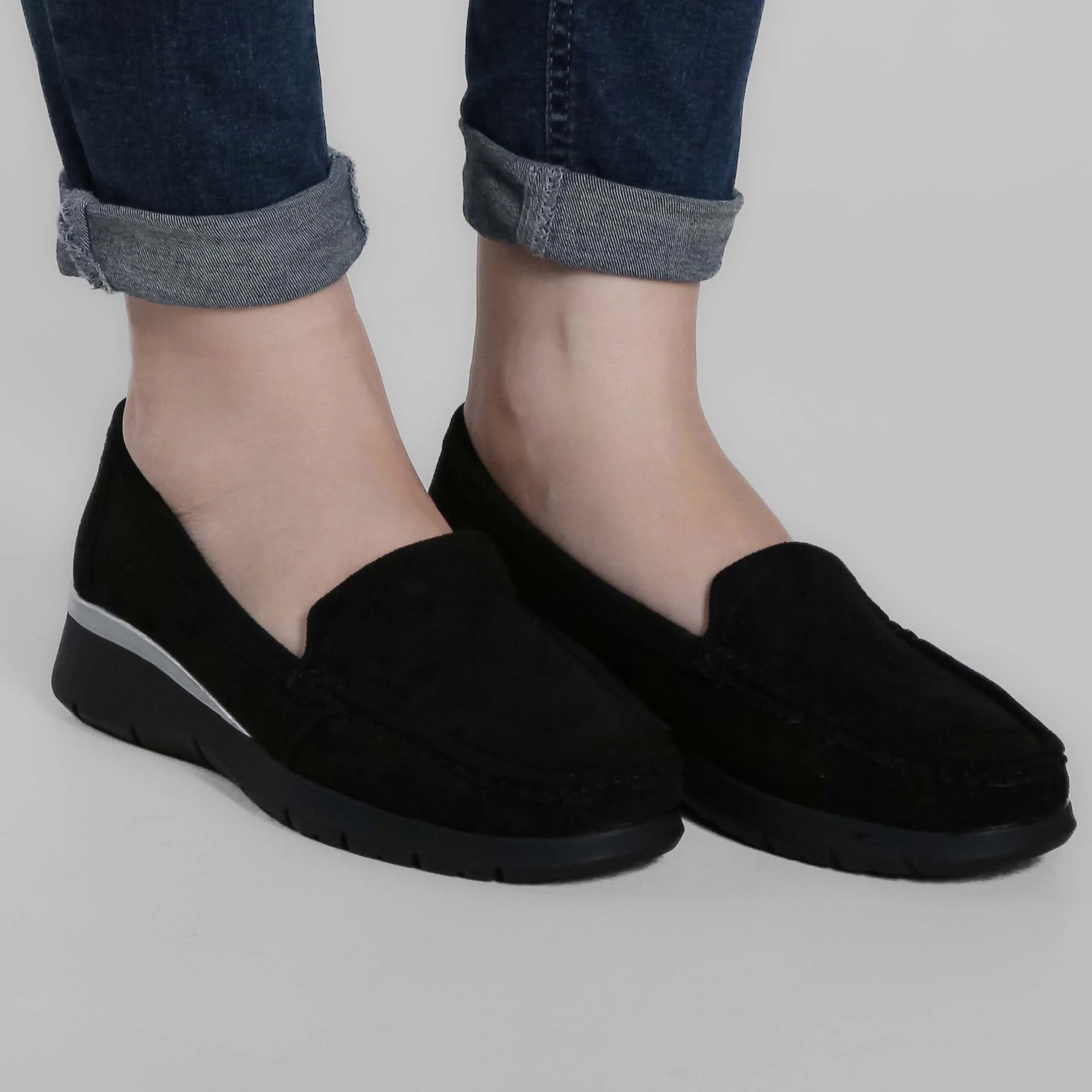 Margherita | Mocassini Donna Slip-On Platform Nero