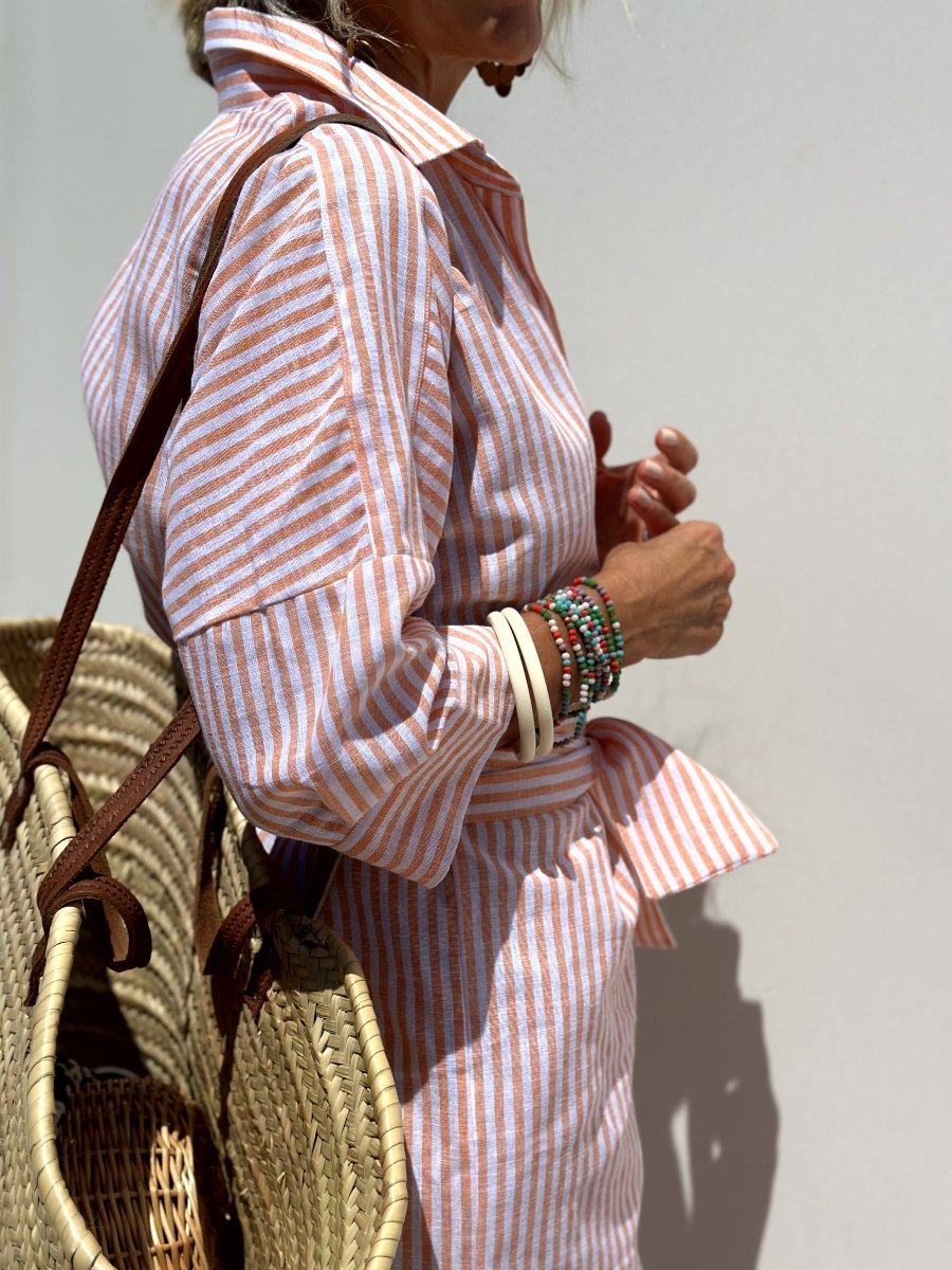 Women's Striped Button Front Midi Shirt Dress
