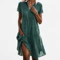 Martina | Elegante Abito Midi a Pois con Colletto Verde