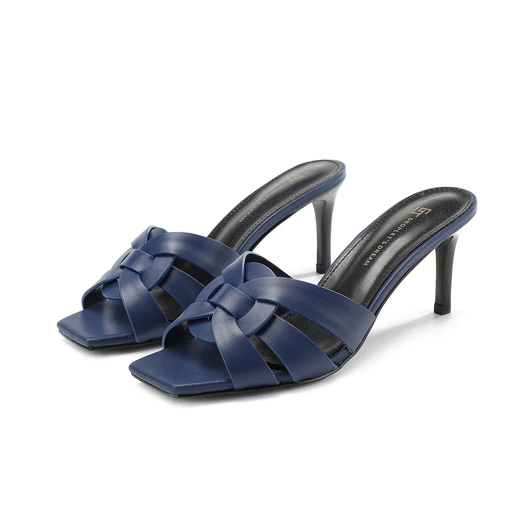 Martina | Mules Donna Tacco Intrecciate Blu