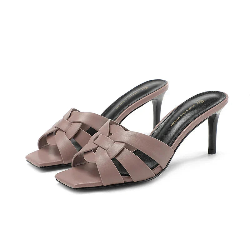 Martina | Mules Donna Tacco Intrecciate Viola Chiaro