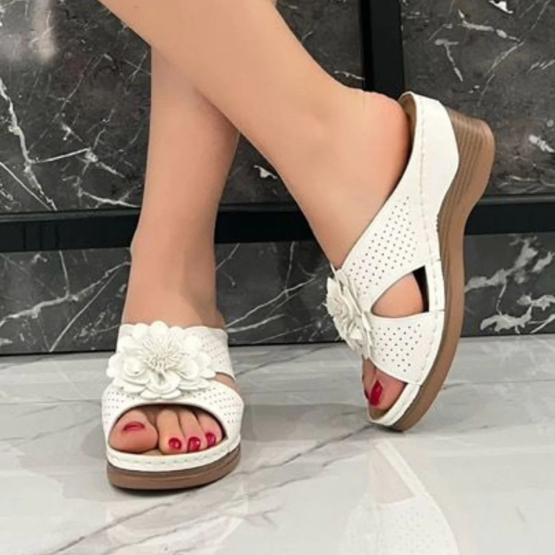 Martina | Sandali Donna Zeppa Fiore Bianco
