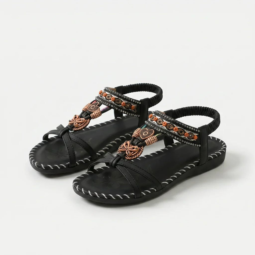 Matilde | Sandali Donna Infradito con Perline Nero