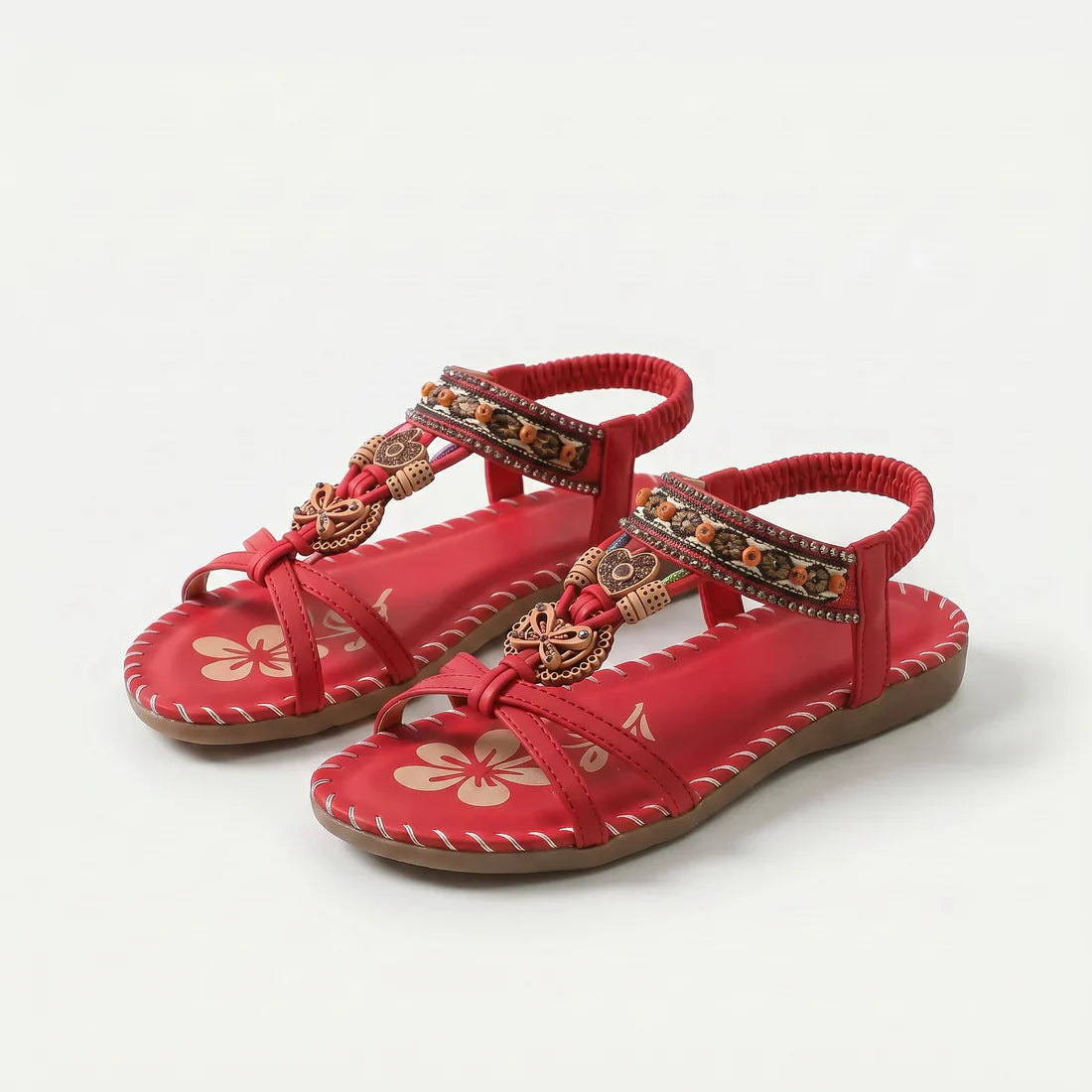 Matilde | Sandali Donna Infradito con Perline Rosso