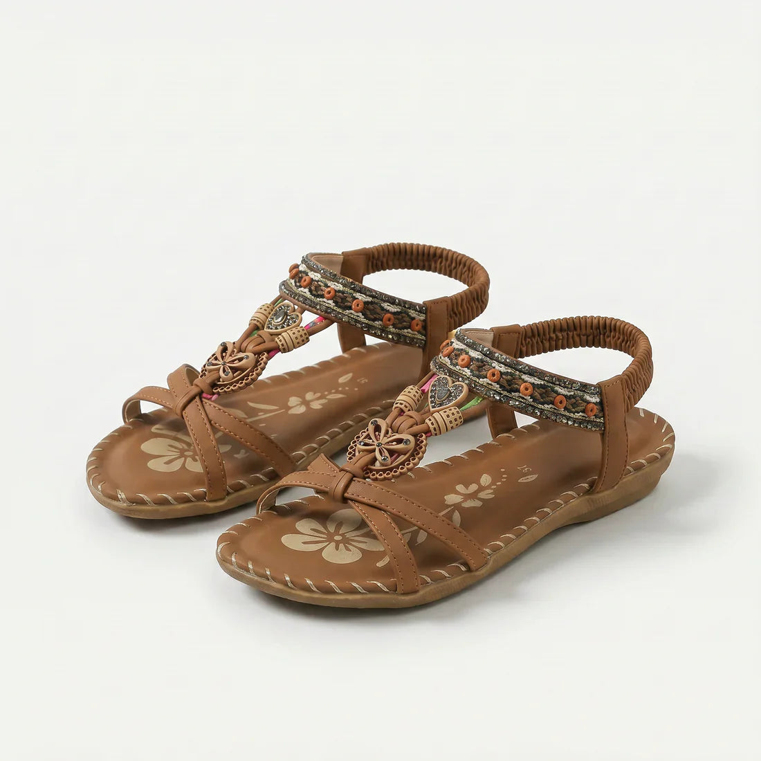 Matilde | Sandali Donna Infradito con Perline Marrone