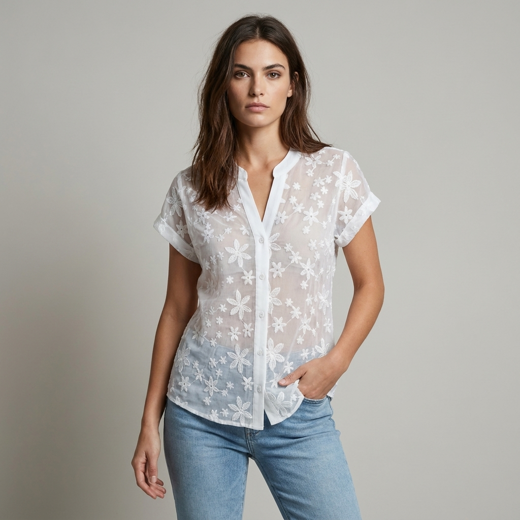 Matilde | Top Donna Floreale Elegante Pizzo