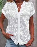 Matilde | Top Donna Floreale Elegante Pizzo Bianco