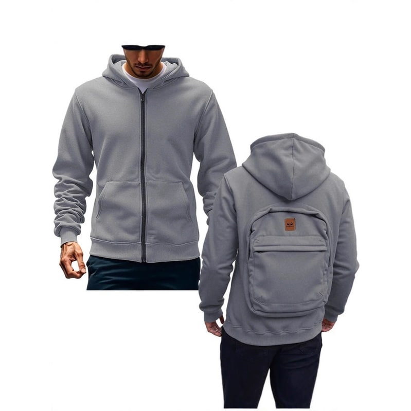 Men's and Zip Up Hoodie with Built-In Backpack Storage - Image 1