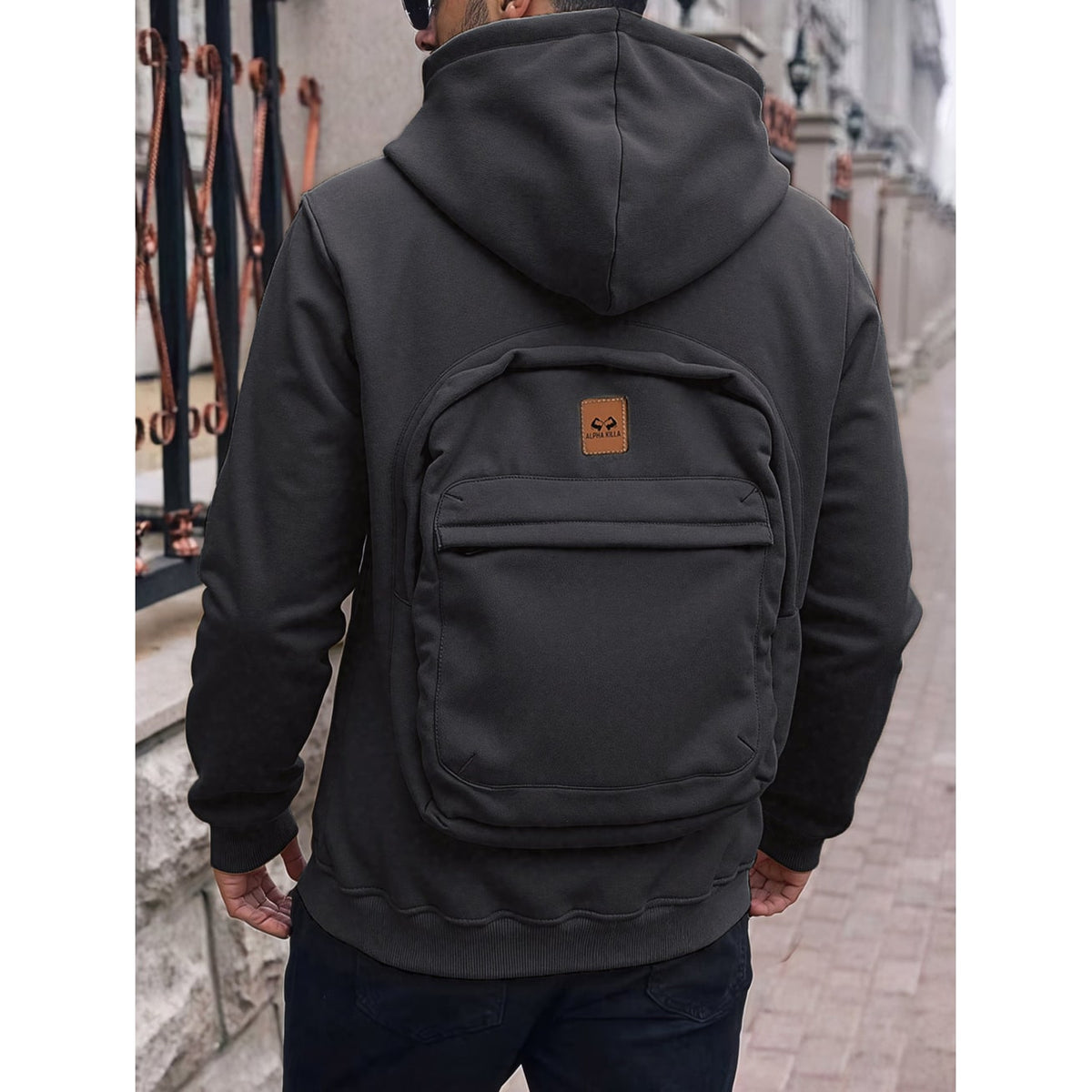 Men's and Zip Up Hoodie with Built-In Backpack Storage - Image 10