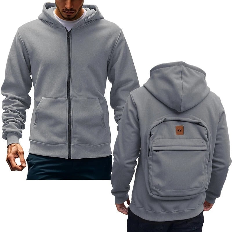 Men's and Zip Up Hoodie with Built-In Backpack Storage - Image 11
