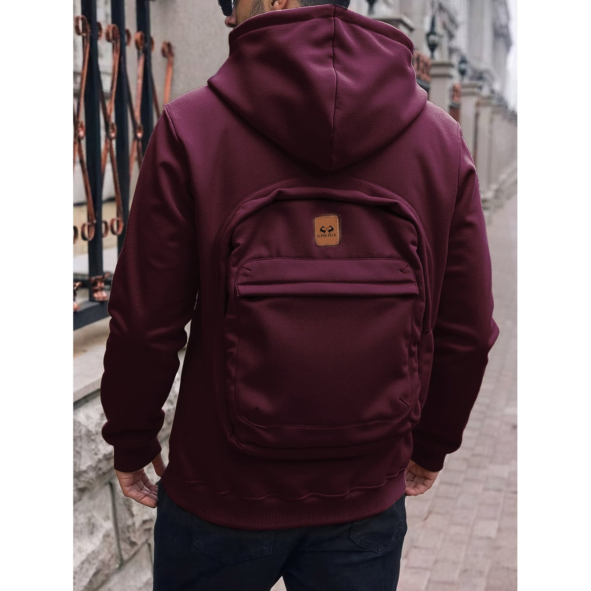 Men's and Zip Up Hoodie with Built-In Backpack Storage - Image 12