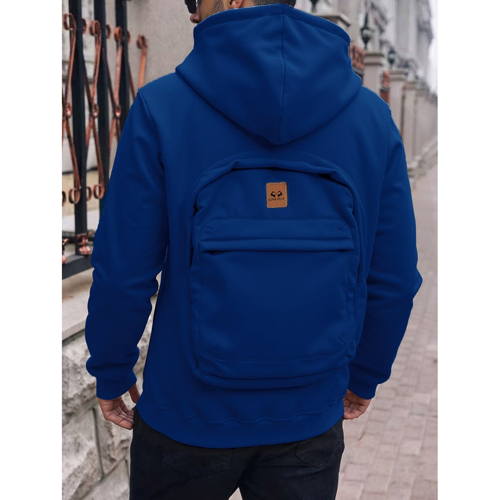 Men's and Zip Up Hoodie with Built-In Backpack Storage - Image 7