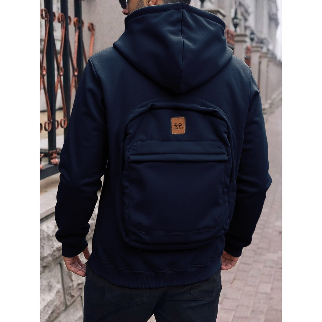 Men's and Zip Up Hoodie with Built-In Backpack Storage - Image 8