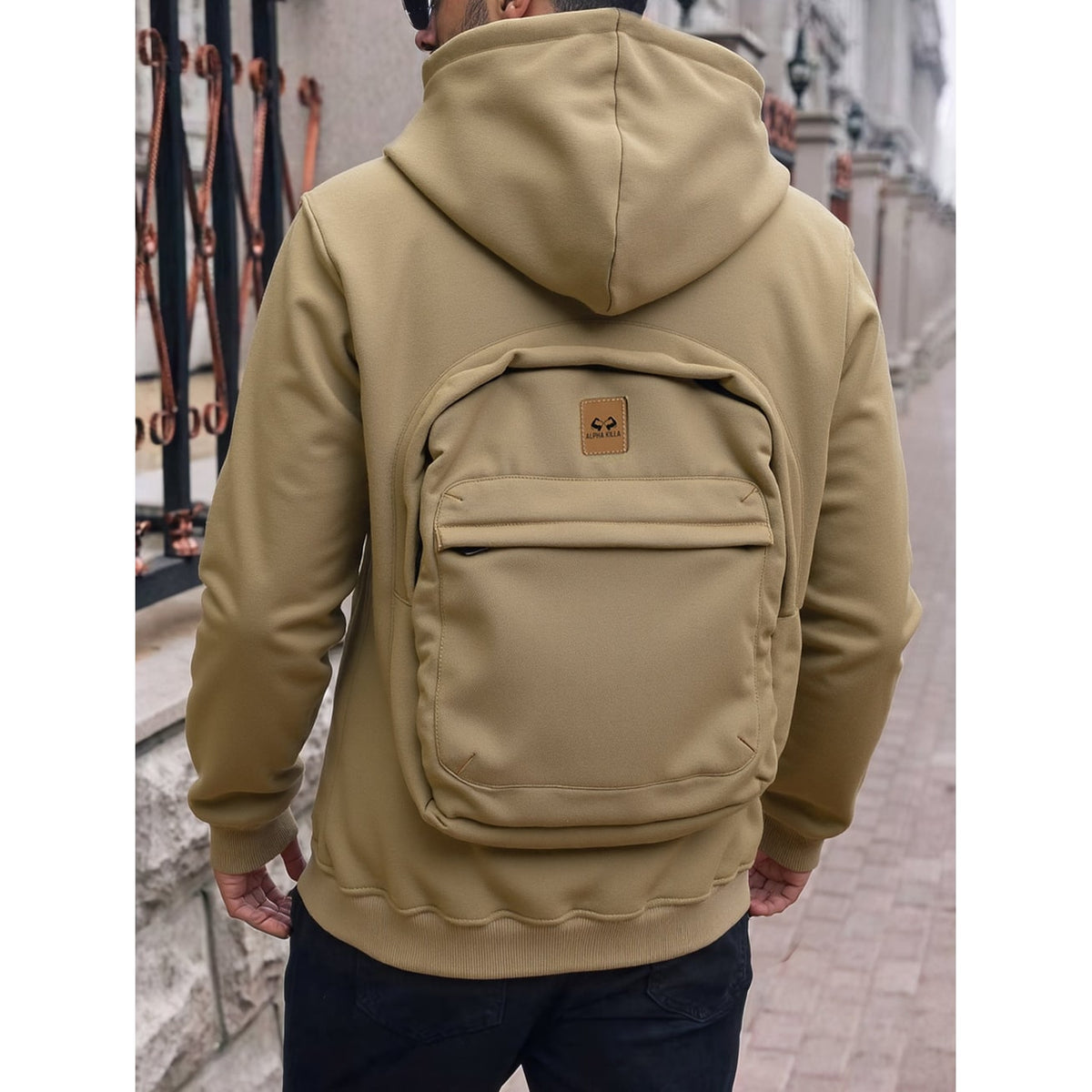 Men's and Zip Up Hoodie with Built-In Backpack Storage - Image 9