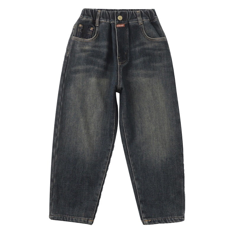 Men's Baggy Loose Fit Jeans with Elastic Waistband and Plaid Pockets - Image 5
