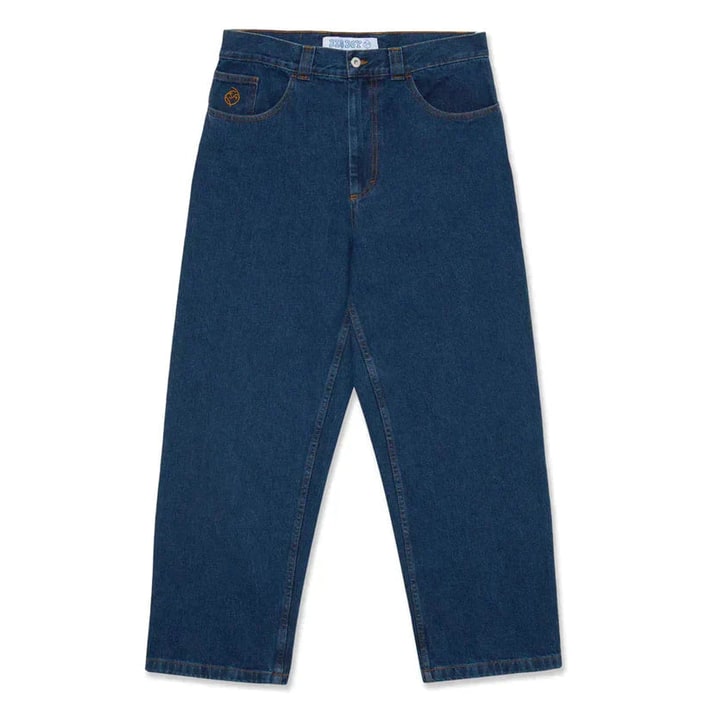 Men's Baggy Loose Fit Low Rise Wide Leg Denim Jeans with Contrast Stitching - Image 2