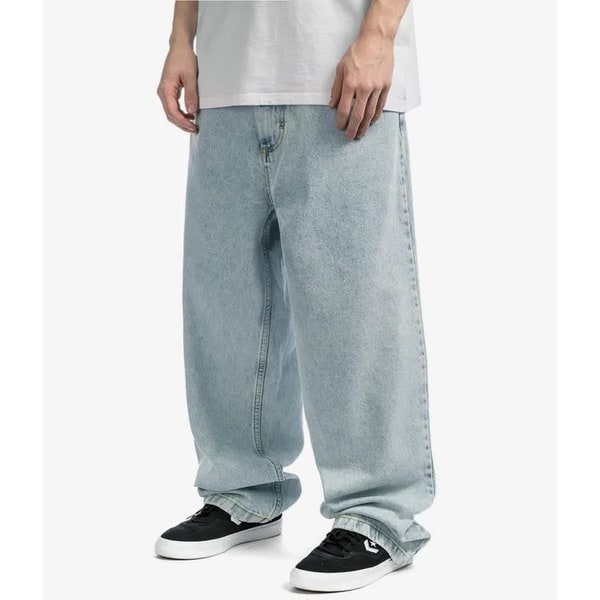 Men's Baggy Loose Fit Low Rise Wide Leg Denim Jeans with Contrast Stitching - Image 3